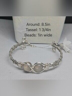 Handmade Silver Wire-Wrapped Moonstone Bracelet - Silver